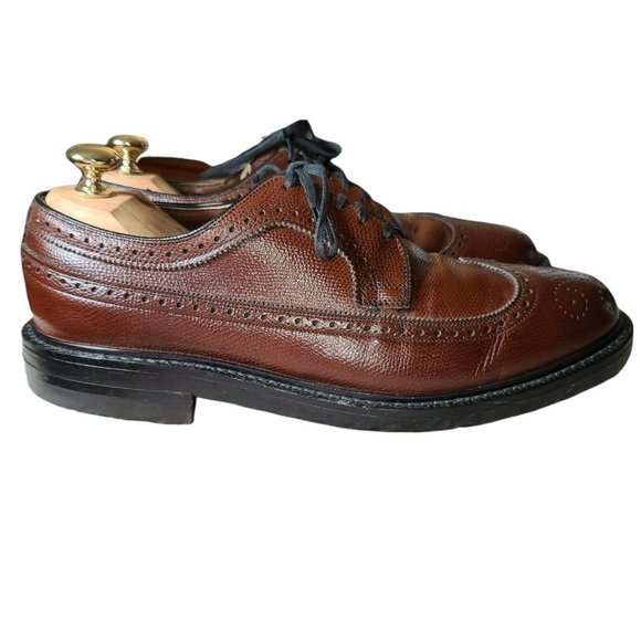 VINTAGE Stacy Adams Gunboats Full Pebble Grain Leather Wingtip 9.5 EEE - Picture 4 of 11
